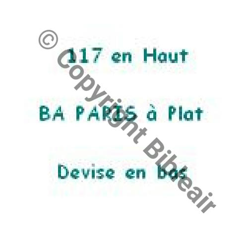 PARIS A1156NH  BA de PARIS   117 en Haut  TYPE 2C Devise en bas  1 